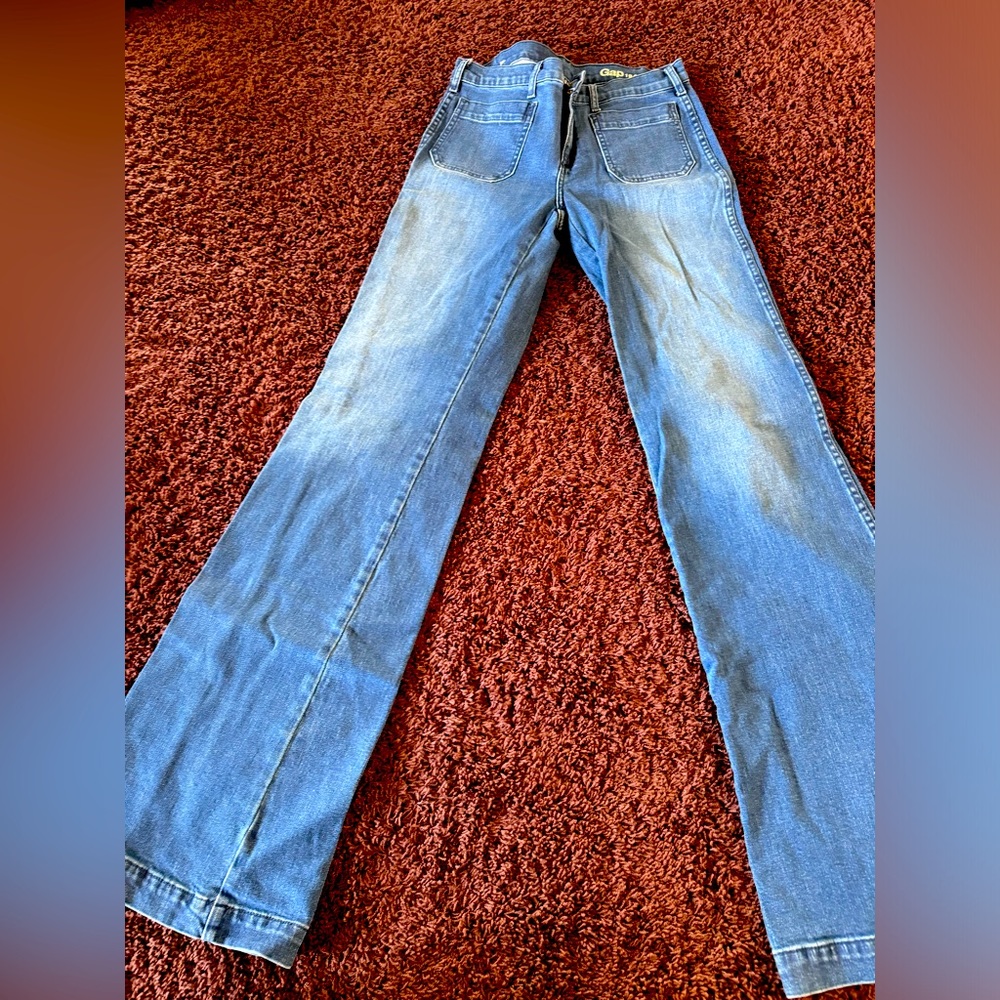 Gap Extra High-Waisted Trouser Wide-Leg Jeans size 29 Tall